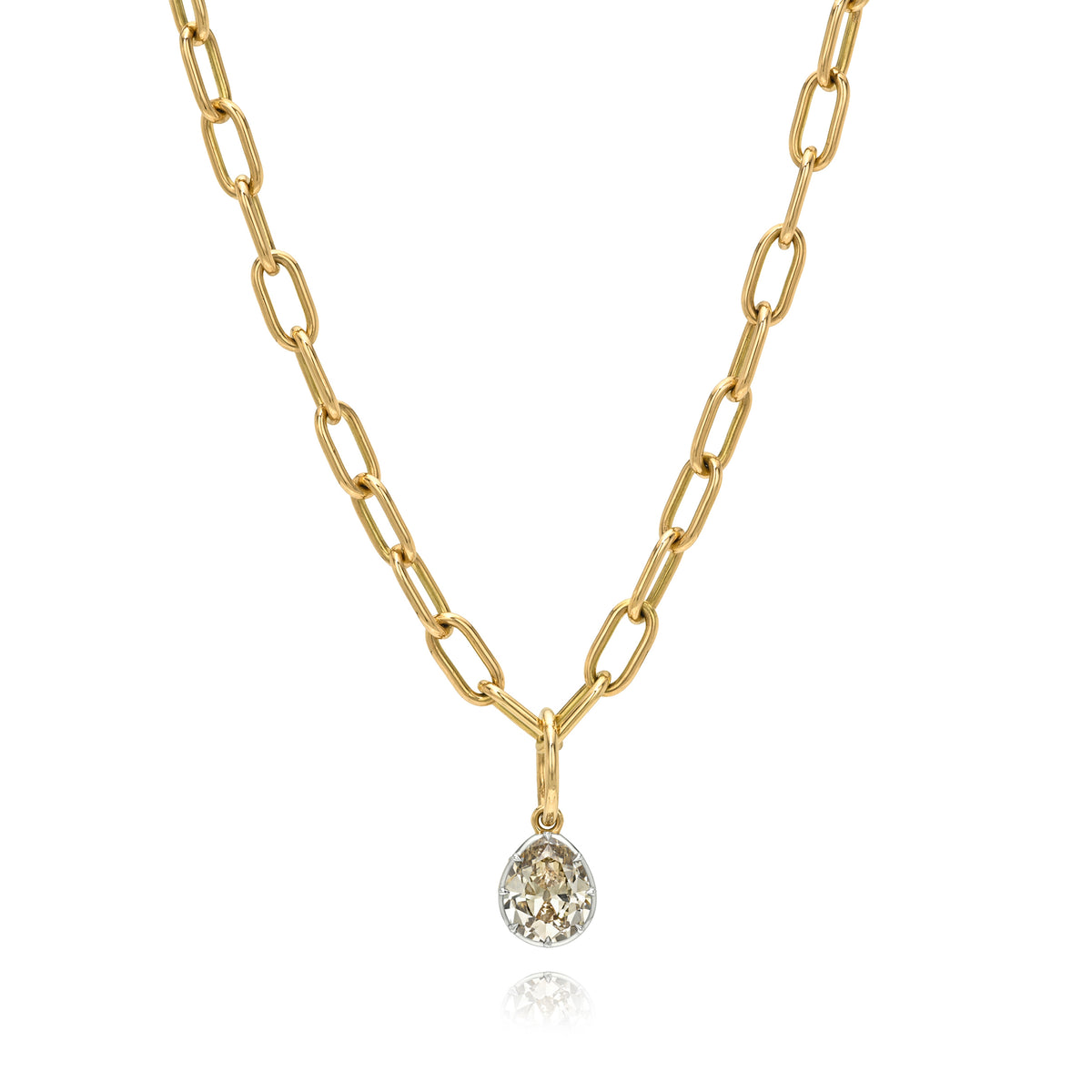 SINGLE STONE MARIAN PENDANT - TWO TONE