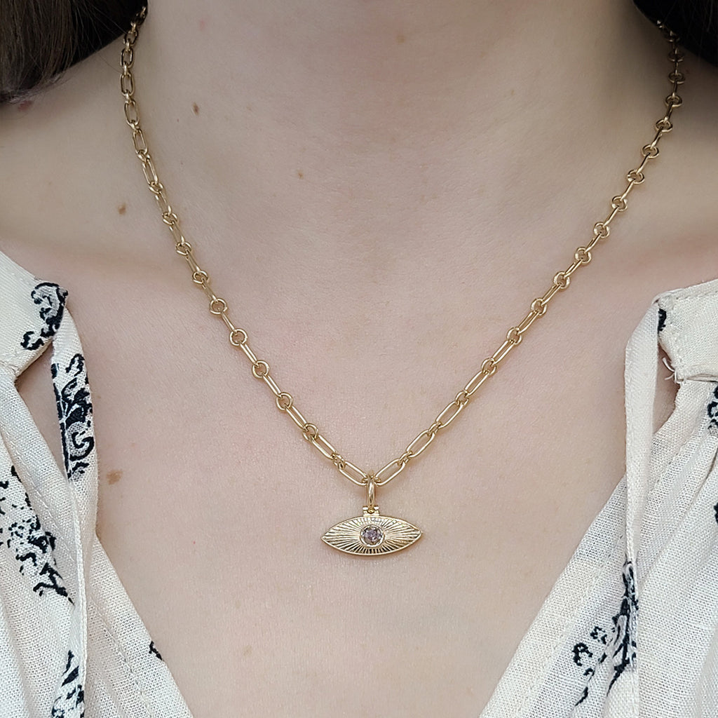 Single Stone's MINI LO CHAIN  featuring Handcrafted 18K yellow gold oval and round link chain. Chain measures 17&quot;. Charms sold separately. 
