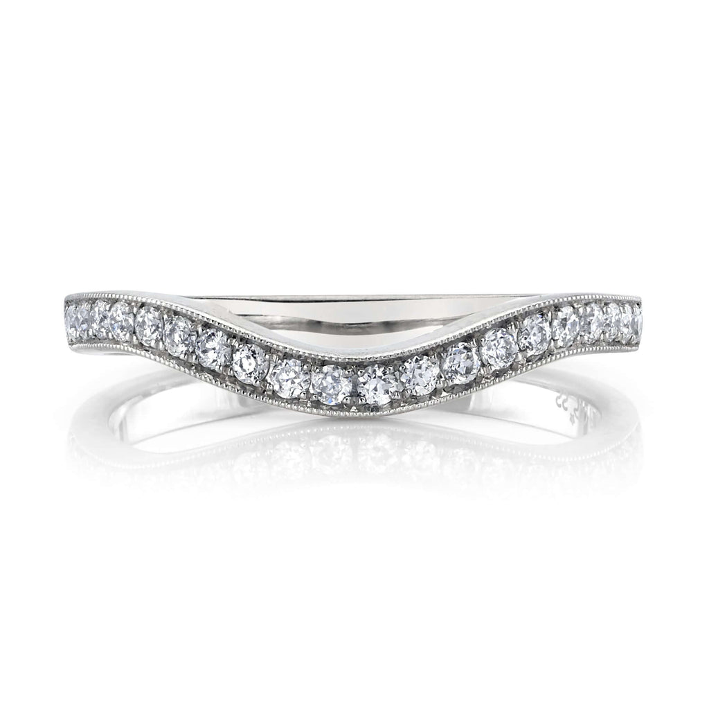 Single Stone's GRACE WITH DIAMONDS band  featuring Approximately 0.30ctw G-H/VS old European cut diamonds pavé set in a handcrafted 2mm half-eternity band.    Please inquire for additional customization.
