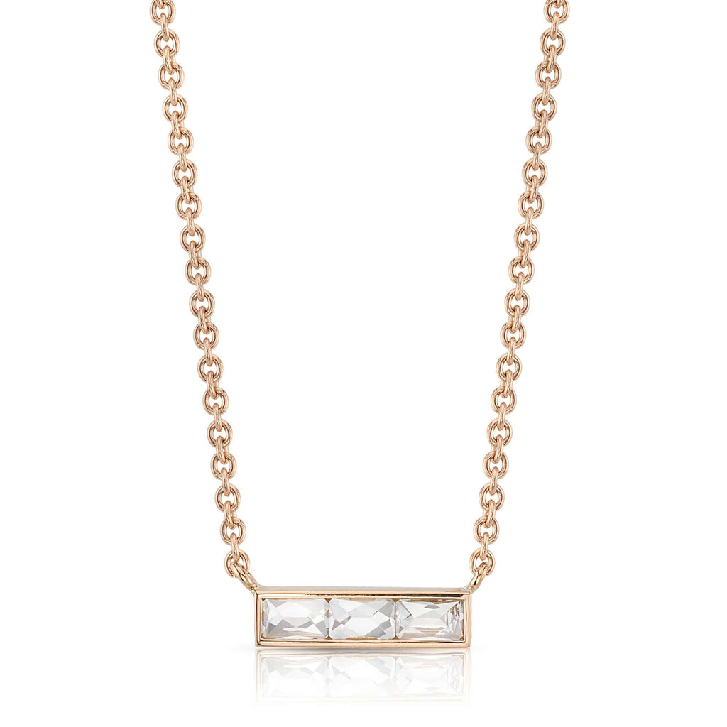 Single Stone's MONET NECKLACE  featuring Approximately 0.40ctw G-H/VS French cut diamonds set in a handcrafted bar pendant. Necklace measures 17&quot;. 
