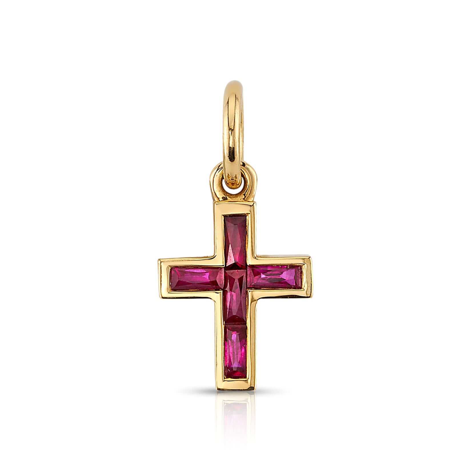 MINI FRENCH CUT CARMELLA CROSS WITH GEMSTONES | SINGLE STONE