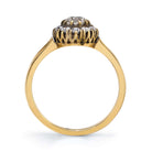 SINGLE STONE TALIA RING featuring 0.47ct L-M/VS antique old mine cut diamond with 0.35ctw old European cut accent diamonds set in a handcrafted oxidized 18K yellow and champagne gold mounting.