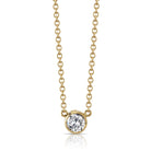 SINGLE STONE LINCOLN NECKLACE featuring 0.53ctw N/VS2 GIA certified old European cut diamond bezel set on a handcrafted 18K yellow gold necklace. Necklace measures 17".
