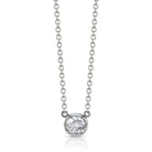 SINGLE STONE LINCOLN NECKLACE featuring 0.65ctw J/I1 antique cushion cut diamond bezel set on a handcrafted platinum necklace. Necklace measures 17".