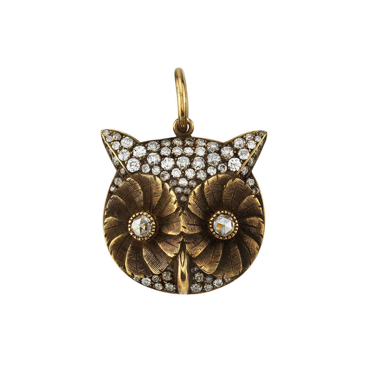 SINGLE STONE PAVÉ OWL PENDANT