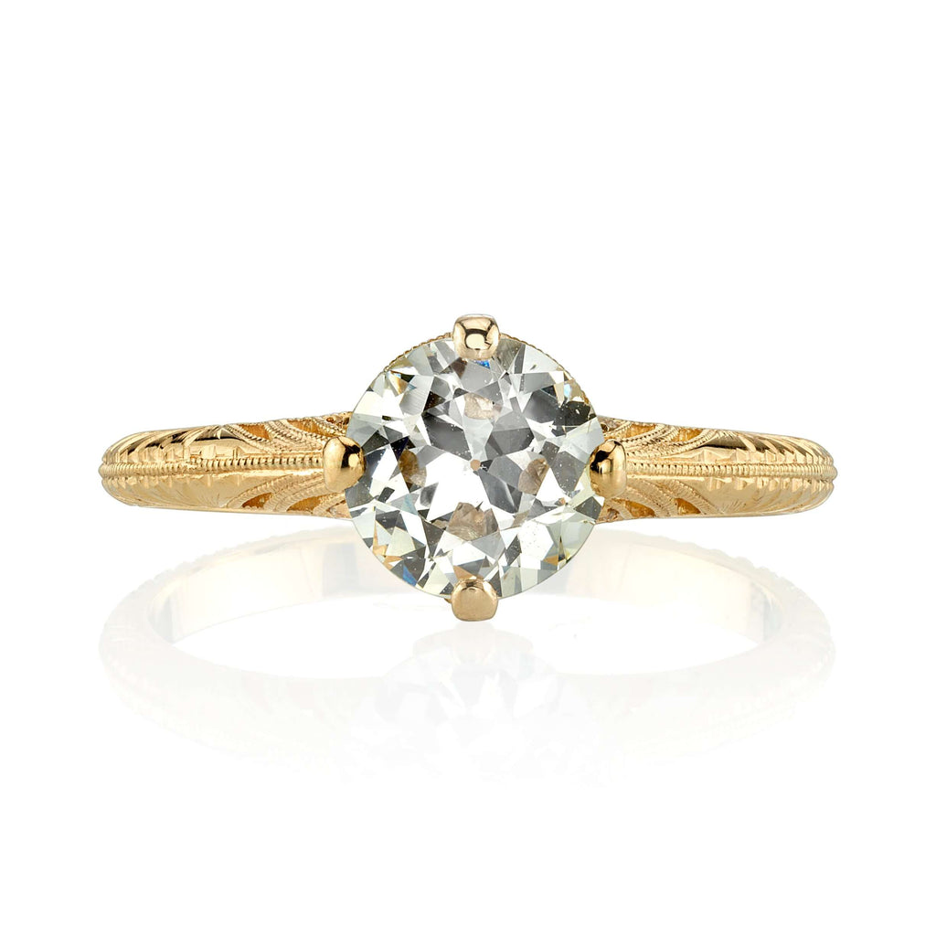 Single Stone's ADELE ring  featuring 1.07ct L/SI1 GIA certified old European cut diamond with 0.02ctw old European cut accent diamonds set in a handcrafted 18K yellow gold mounting. 
