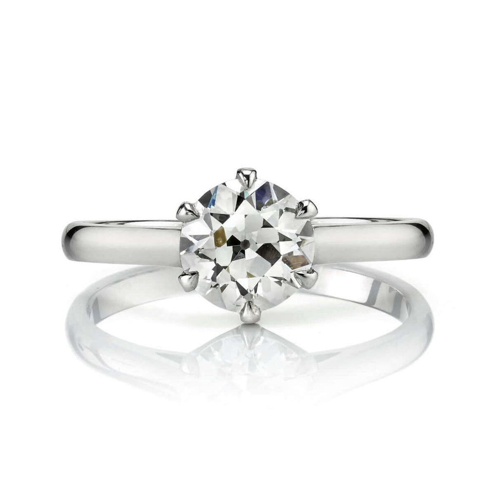 Single Stone's BLAIRE ring  featuring 1.00ct J/VS1 GIA certified old European cut diamond prong set in a handcrafted platinum setting.
