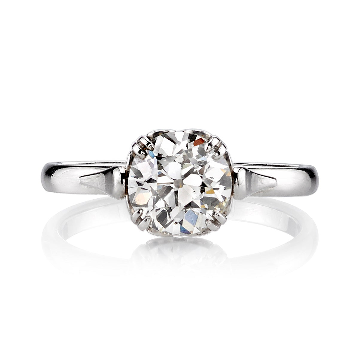 SINGLE STONE SYDNEE RING featuring 1.51ct J/VS1 EGL certified old European cut diamond set in a handcrafted platinum mounting.