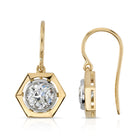SINGLE STONE TISHA DROPS | Earrings featuring 2.04ctw J-K/SI2-I1 GIA certified old European cut diamonds bezel set in handcrafted 18K yellow gold and platinum drop earrings.
