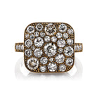 SINGLE STONE SMALL SQUARE COBBLESTONE RING RING featuring Approximately 2.00ctw various old cut and round brilliant cut diamonds set in a handcrafted, oxidized 18K yellow gold mounting. Prices may vary according to total diamond weight. Measurements 13.5m