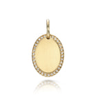 SINGLE STONE 20mm PAVE FRAMED OVAL PENDANT PENDANT featuring Handcrafted 20mm 18K yellow gold oval shaped pendant with approximately 0.10ctw Old European cut accent diamonds. Price does not include chain.