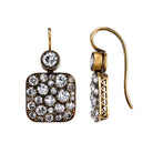 SINGLE STONE LARGE COBBLESTONE DOUBLE DROP EARRINGS | Earrings featuring Approximately 3.70-3.90ctw various old cut and round brilliant cut diamonds set in set in handcrafted oxidized 18K yellow gold mountings. Price may vary according to total diamond we