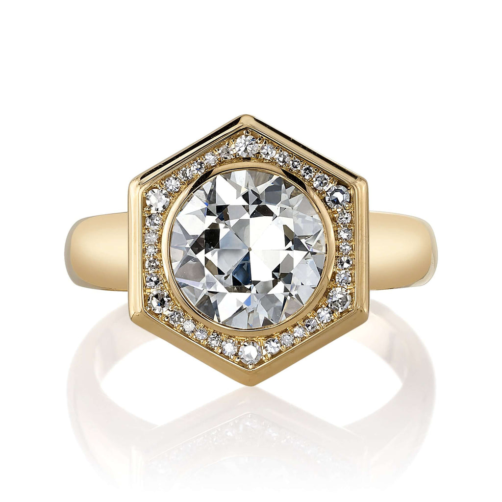 
Single Stone's Adelaide ring  featuring 2.08ct L/VVS2 GIA certified old European cut diamond with 0.10ctw single cut accent diamonds set in a handcrafted 18K yellow gold ring.


