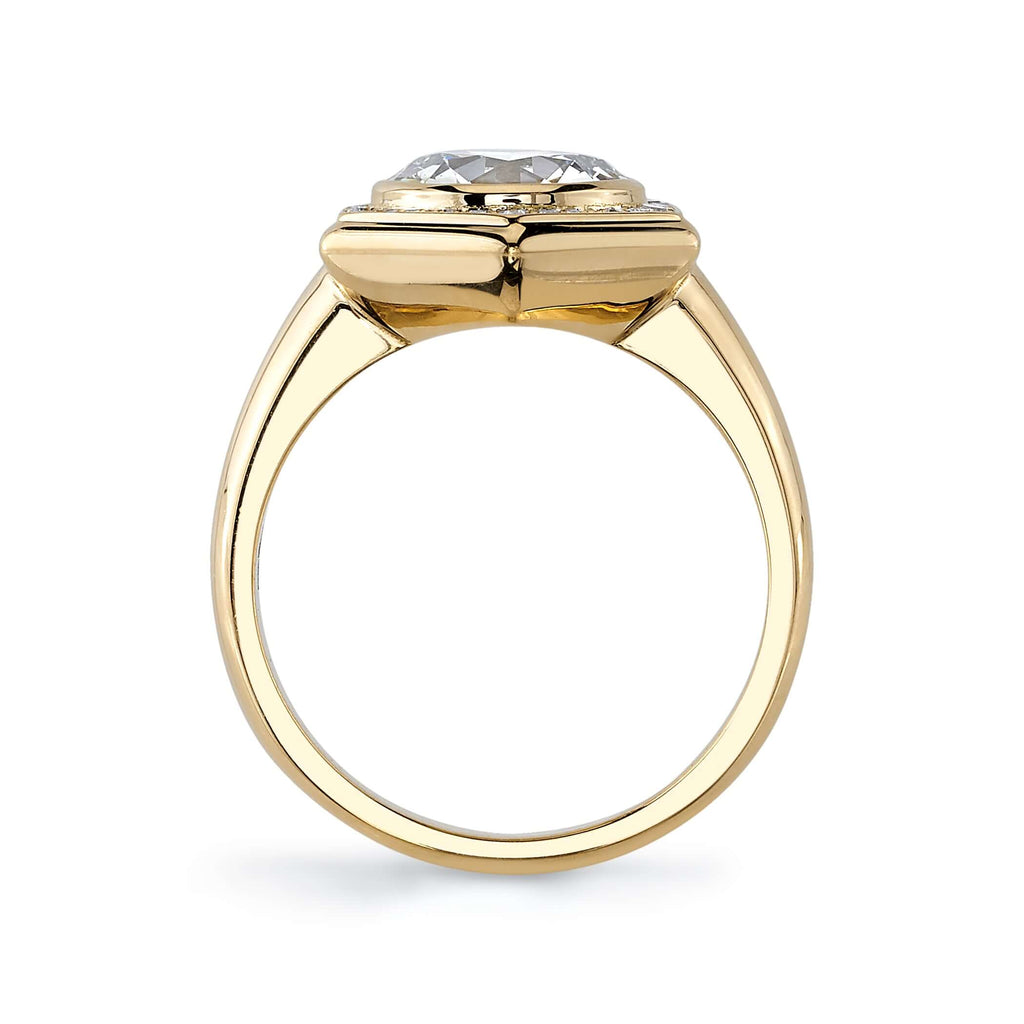Single Stone's ADELAIDE ring  featuring 2.08ct L/VVS2 GIA certified old European cut diamond with 0.10ctw single cut accent diamonds set in a handcrafted 18K yellow gold ring.

