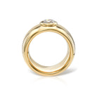 SINGLE STONE ADRINA RING featuring 1.00ct J/SI2 GIA certified old European cut diamond bezel set in a handcrafted 18K yellow gold wide dome mounting.