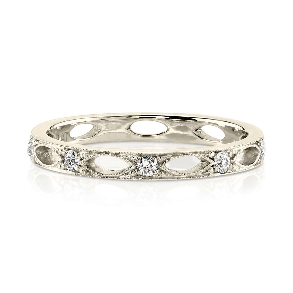 Single Stone's ALEXANDER band  featuring Approximately 0.20ctw G-H/VS old European cut diamonds set in a handcrafted eternity band. Approximate band width 2.3mm. Please inquire for additional customization.
