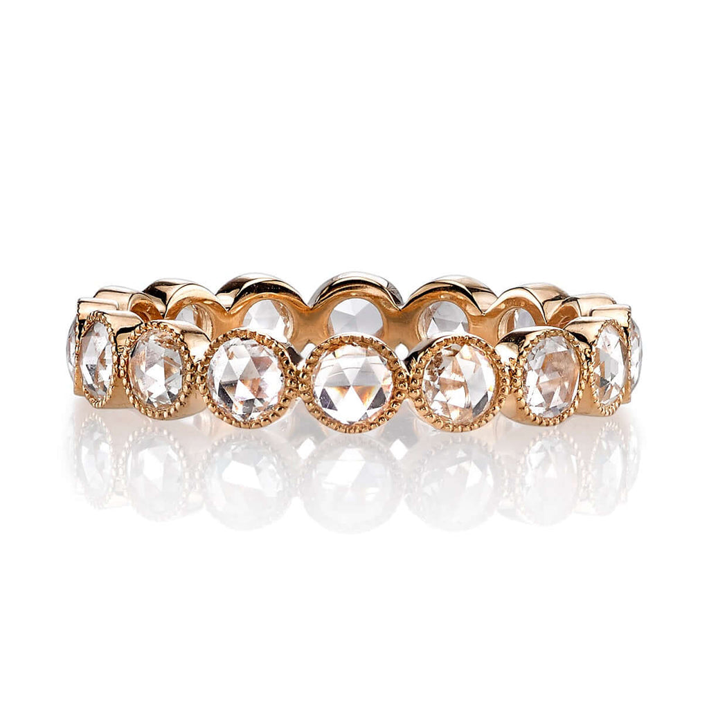 Single Stone's MEDIUM ROSE CUT GABBY band  featuring Approximately 1.20ctw G-H/VS-SI rose cut diamonds bezel set in a handcrafted eternity band.  Approximate band with 3.6mm.  Please inquire for additional customization. 
