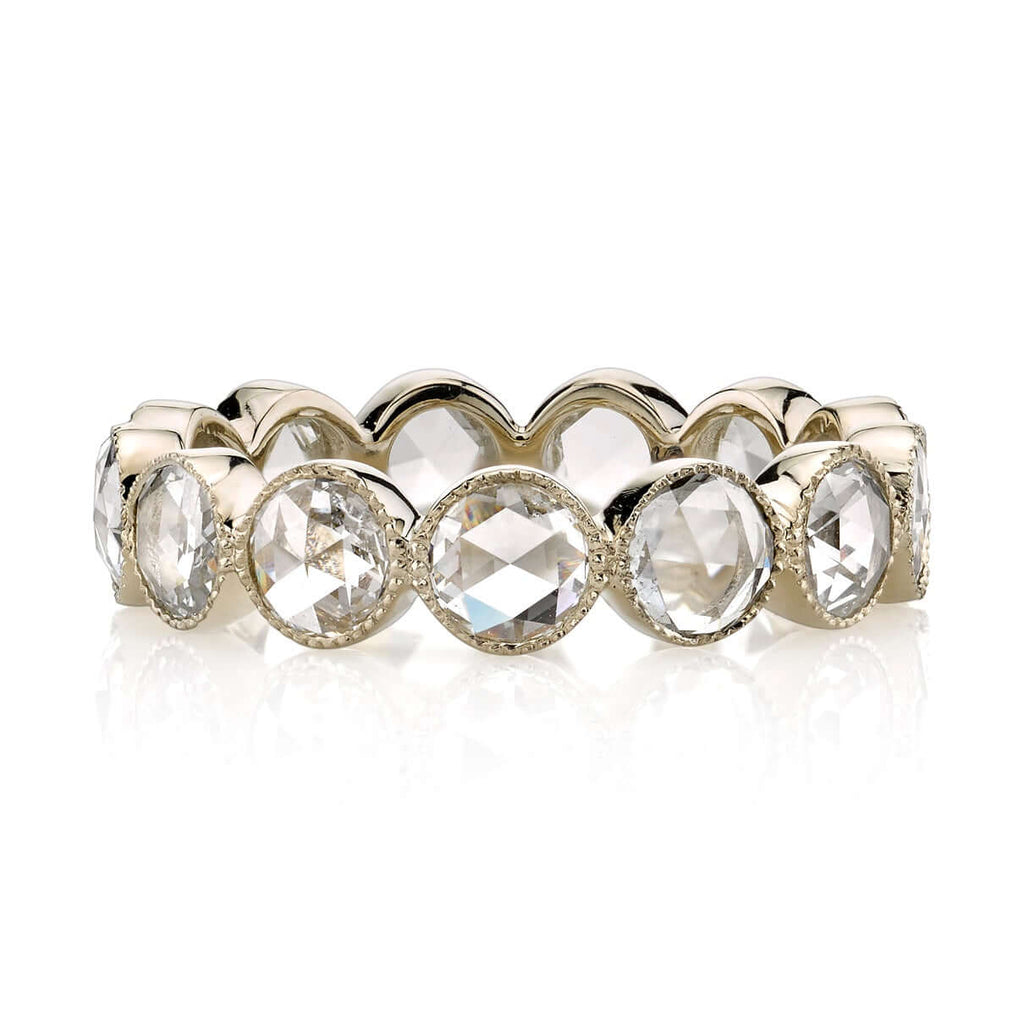 Single Stone's LARGE ROSE CUT GABBY band  featuring ﻿Approximately 2.00ctw G-H/VS-SI Rose cut diamonds bezel set in a handcrafted eternity band.  Approximate band width 4.8mm. Please inquire for additional customization. 
