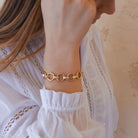 SINGLE STONE ASTRID BRACELET WITH DIAMONDS featuring Handcrafted 18K gold round and saddle-shaped link bracelet with hidden closure and approximately 2.55ctw G-H/VS old European cut diamonds. Bracelet measures 7.5". Please inquire for additional customiza