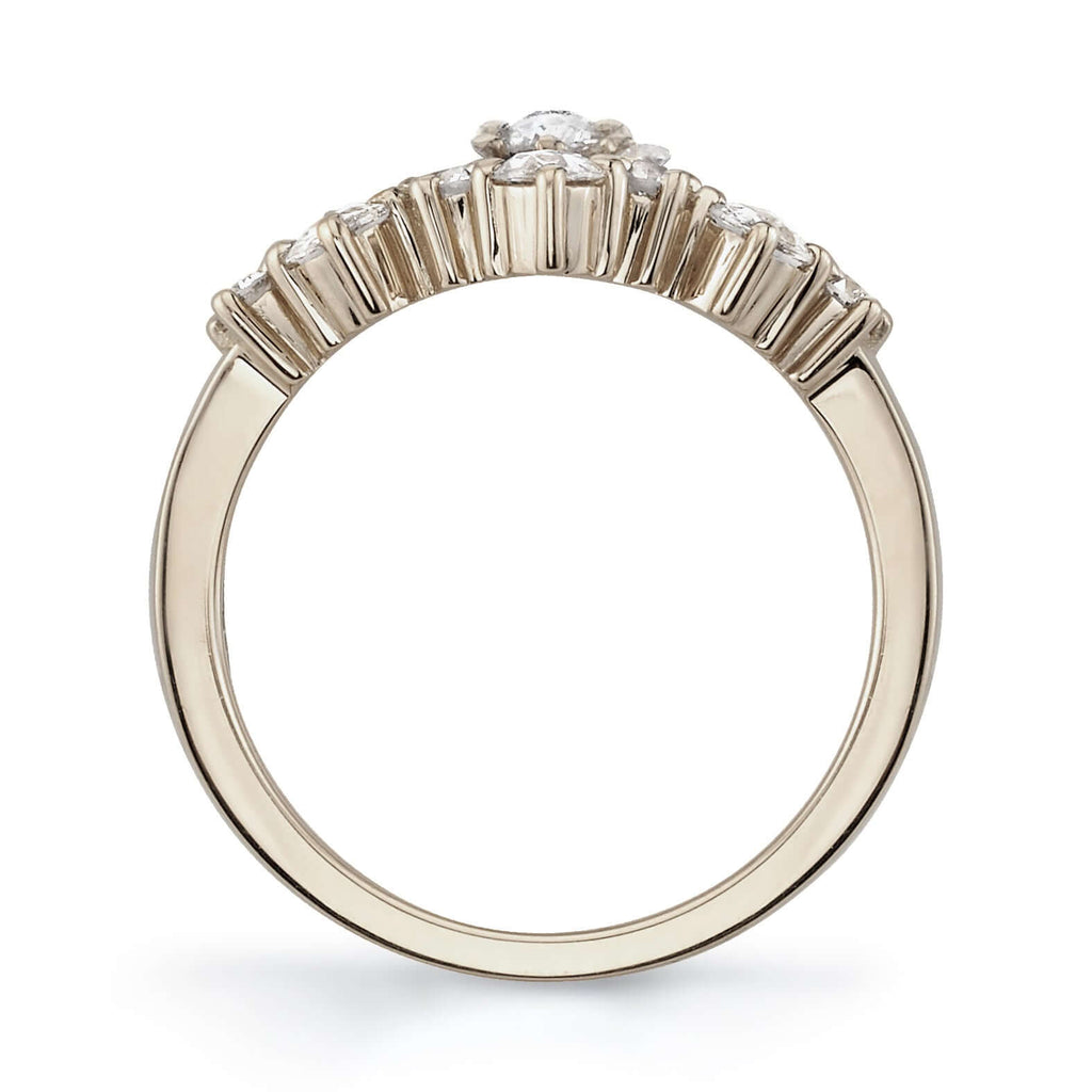 Single Stone's BROOKE band  featuring 2mm handcrafted prong-set, curved, half-eternity band with approximately 0.30ctw mixed old European and rose cut diamonds. Please inquire for additional customization.
