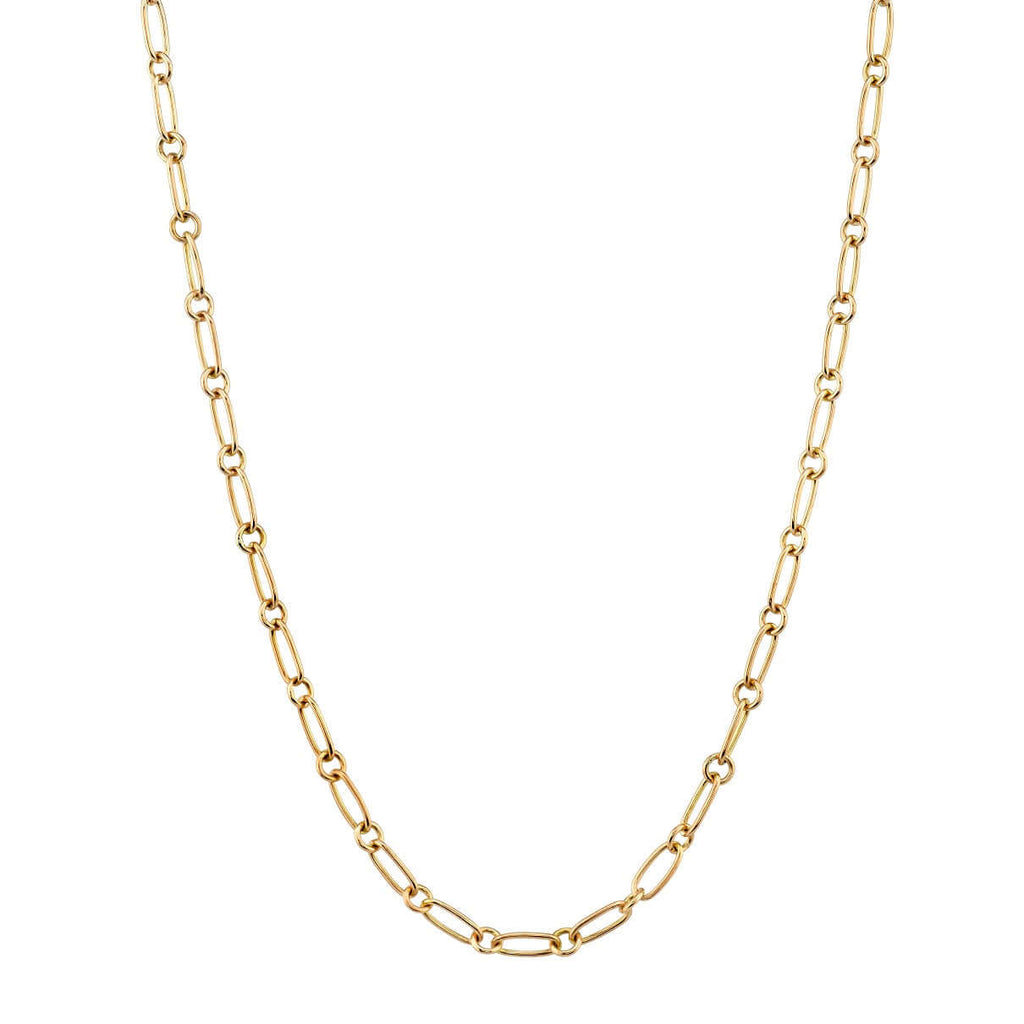 
Single Stone's Mini lo chain  featuring Handcrafted 18K yellow gold oval and round link chain. Available in multiple lengths. Charms sold separately. 
