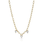 SINGLE STONE THREE STONE CAILYN NECKLACE featuring 1.32ctw J-K/VS-SI fancy cut diamonds prong set on a handcrafted 18K yellow gold bond chain. Necklace measures 17".