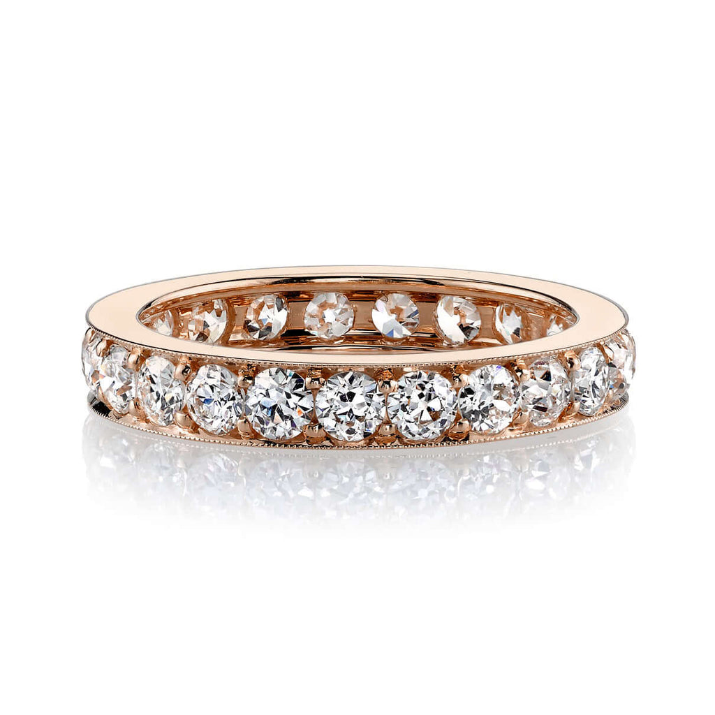 Single Stone's CARMELA MEDIUM band  featuring Approximately 1.70ctw G-H/VS old European cut diamonds pavé set in a handcrafted eternity band.  Approximate band width 3.7mm. Please inquire for additional customization. 
