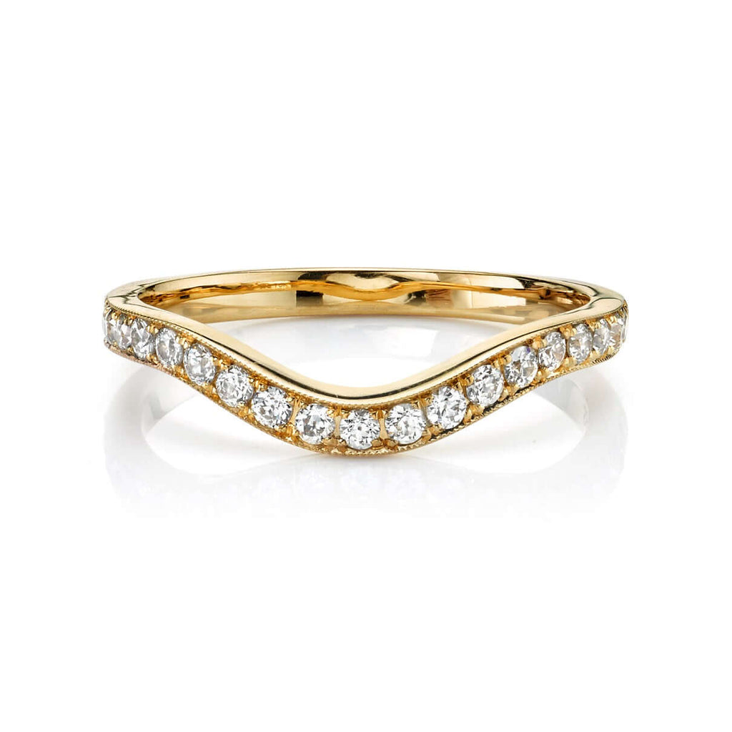 
Single Stone's Grace with diamonds band  featuring Approximately 0.30ctw G-H/VS old European cut diamonds pavé set in a handcrafted 2mm half-eternity band.   
Please inquire for additional customization.
