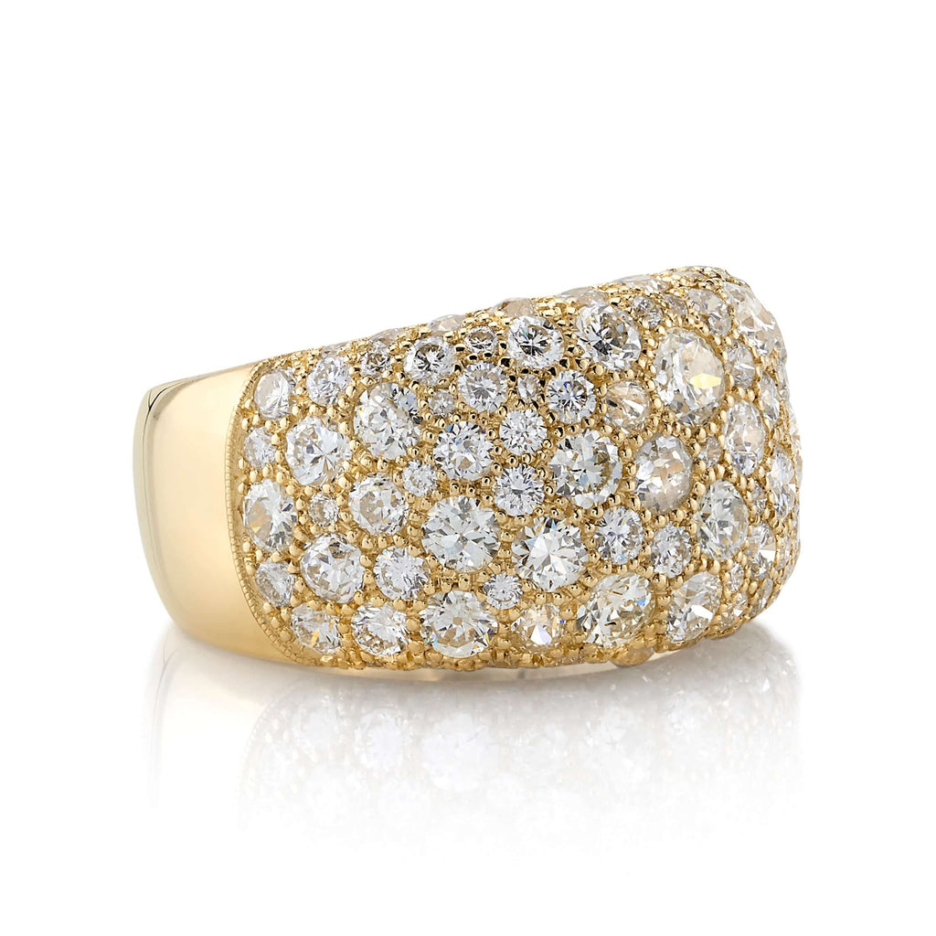 Single Stone's COBBLESTONE SIENNA ring  featuring Approximately 4.00ctw varying old cut and round brilliant cut diamonds set in a handcrafted 18K yellow gold dome band. *Cobblestone pattern may vary from piece to piece
