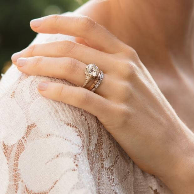 platinum diamond leaf and vine wedding ring engagement ring