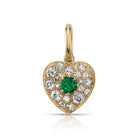 SINGLE STONE SMALL COBBLESTONE HEART WITH GEMSTONES PENDANT featuring Approximately 0.80ctw various old cut and round brilliant cut diamonds set in a handcrafted 18K yellow gold heart pendant with an approximately 0.25ctw old European cut diamond or color