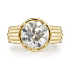 SINGLE STONE ELENI RING featuring 5.01ct L/VS1 GIA certified old European cut diamond bezel set in a handcrafted 18K yellow gold mounting.
