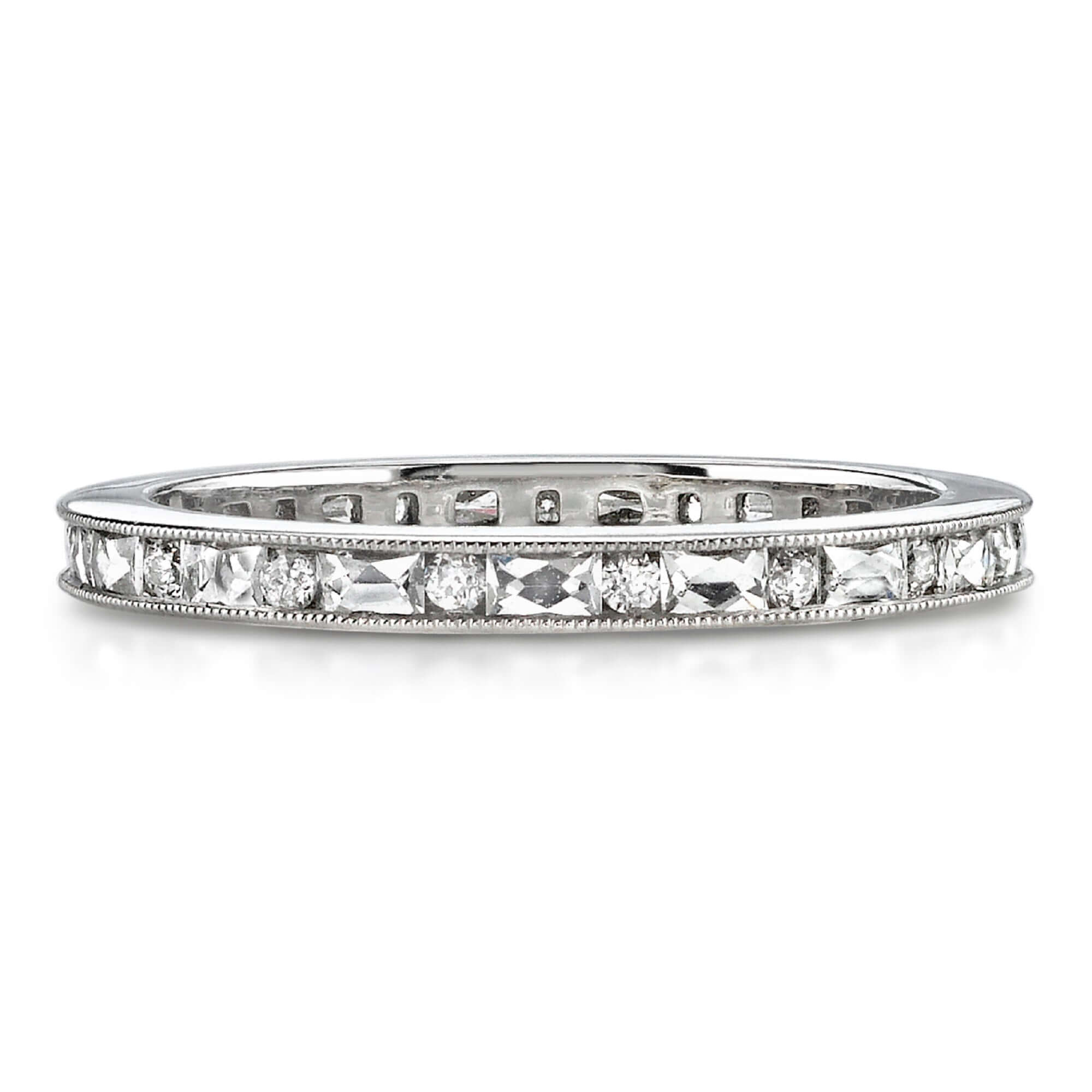 SINGLE STONE MICHELLE BAND | Approximately 0.65ctw French cut and old European cut diamonds set in a handcrafted channel set eternity band. ﻿Approximate band width 2.1mm. All of our jewelry is individually made to order in Los Angeles, please allow 6-8 we