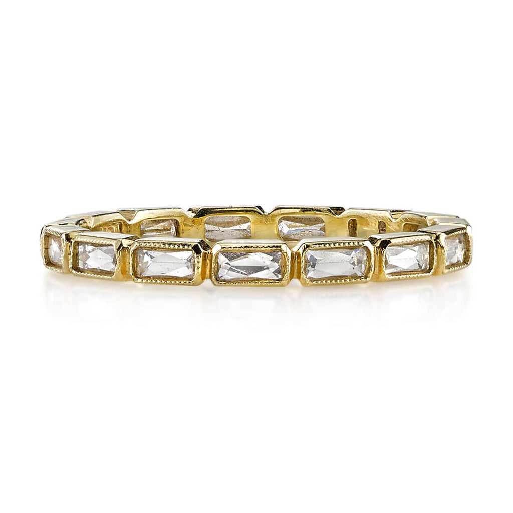 SINGLE STONE SMALL JULIA BAND | Approximately 0.75ctw G-H/VS French cut diamonds bezel set in a handcrafted eternity band. Approximate band with 2.1mm. Please inquire for additional customization.