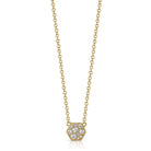 SINGLE STONE HEXAGONAL COBBLESTONE PENDANT NECKLACE featuring Approximately 0.30ctw varying old cut and round brilliant cut diamonds set in a handcrafted 18K yellow gold pendant on an 18K yellow gold chain. Available in an oxidized or polished finish. Nec