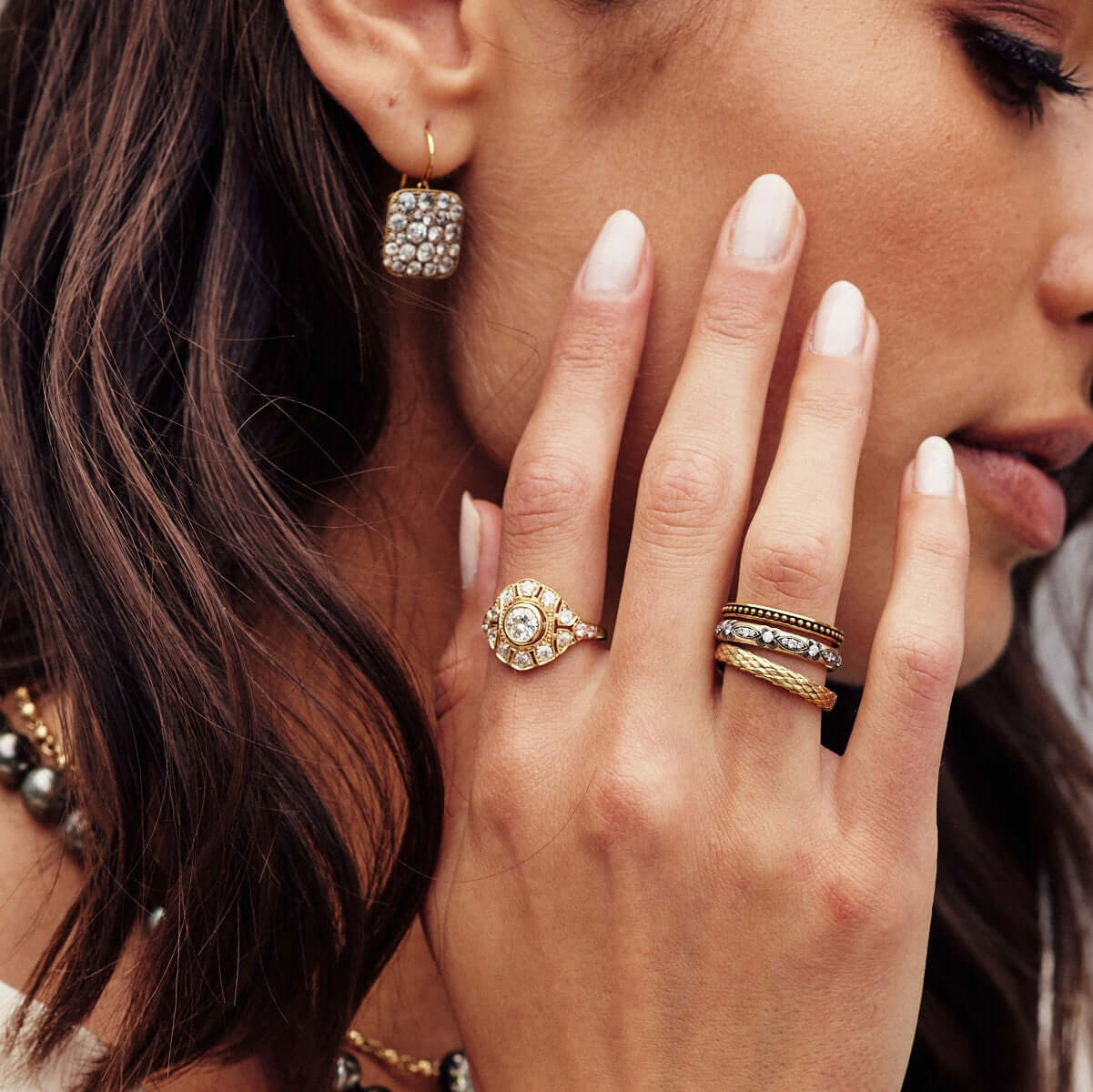 SINGLE STONE MAKAYLA BAND | Approximately 0.30ctw G-H/VS old European cut diamonds set in a handcrafted oxidized 18K yellow gold and silver eternity band. Approximate band width 3.4mm. Please inquire for additional customization.