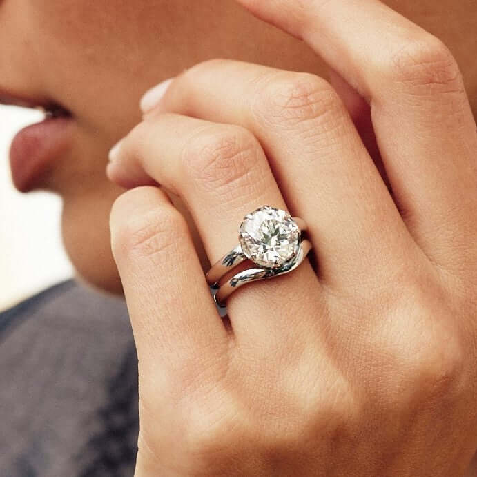SINGLE STONE JOLENE RING featuring 3.05ct J/VS1 GIA certified old European cut diamond set in a handcrafted platinum mounting.