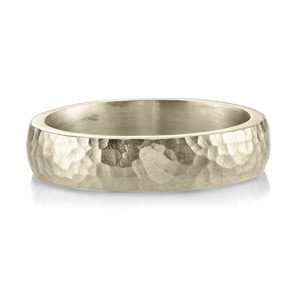Single Stone's JOSEPH HAMMERED 5MM band  featuring 5mm handcrafted hammered finish Men&#39;s band.
