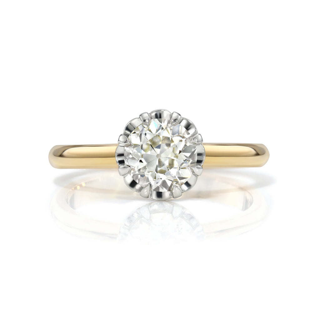 
Single Stone's Josilyn ring  featuring 1.00ct L/SI2 GIA certified old European cut diamond set in a handcrafted platinum and 18K yellow gold mounting.
