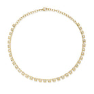 SINGLE STONE KARINA RIVIERA NECKLACE featuring 15.34ctw H-I/VS-SI square French cut diamonds bezel set in a handcrafted 18K yellow gold necklace.
