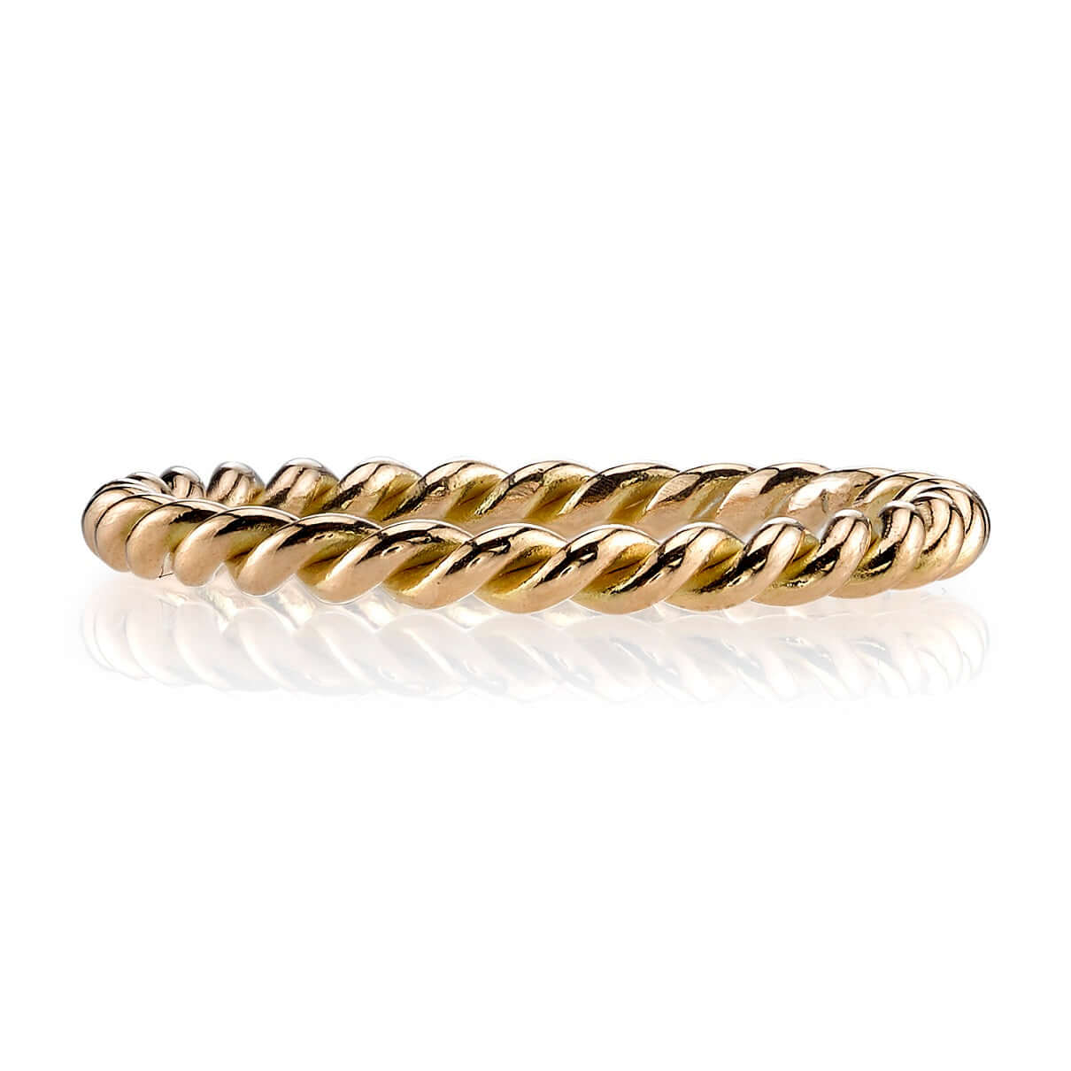 SINGLE STONE SMALL LARA BAND | Handcrafted 18K gold 2mm twisted rope band. Please inquire for additional customization.