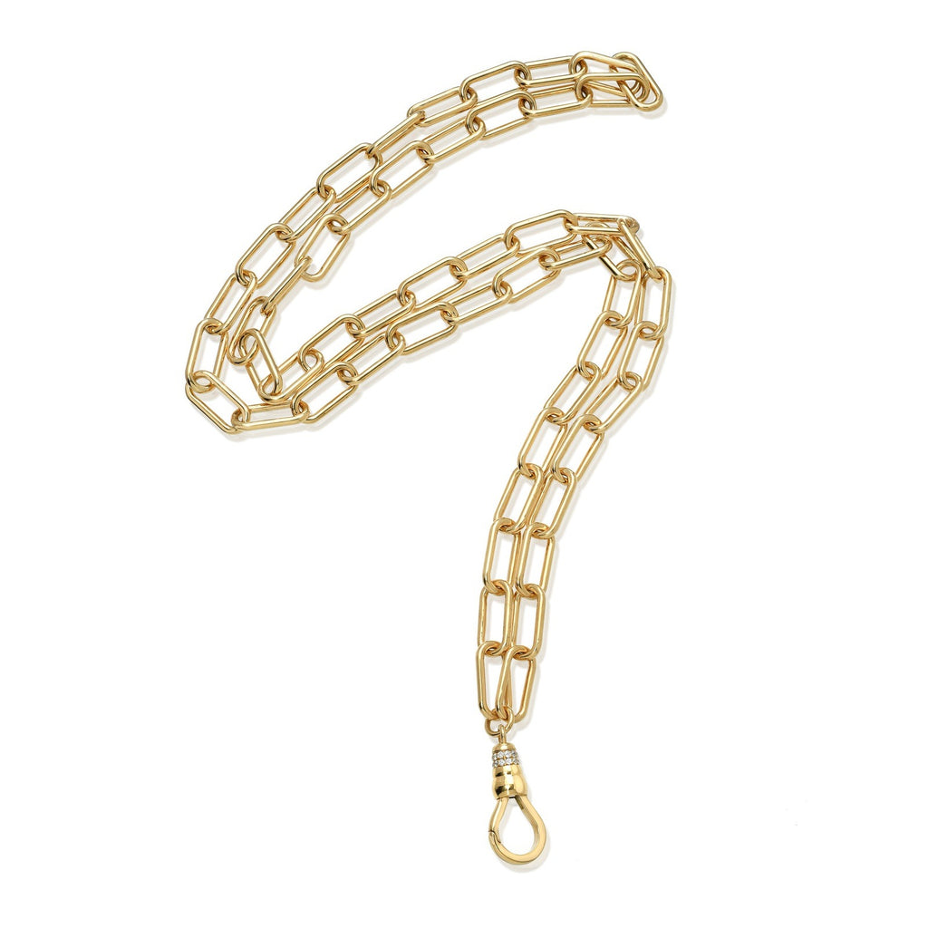 Single Stone's LIBBY FOB  featuring Approximately 0.20ctw old European cut diamonds set on a handcrafted 18K yellow gold fob attached to our Libby chain. Price does not include charms. Necklace measures 30&quot;.
