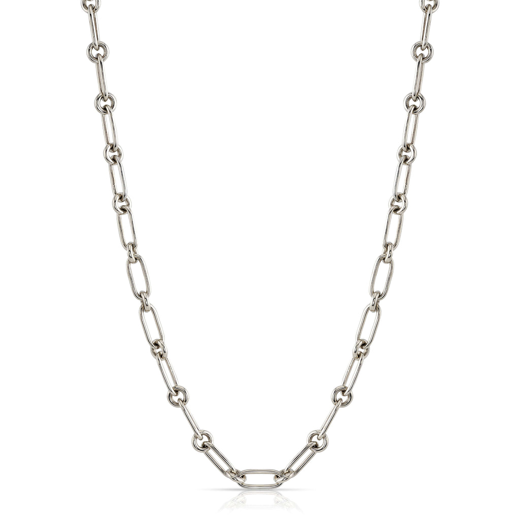 Single Stone's LO CHAIN  featuring Handcrafted 18K gold semi-oval and round link necklace. Available in multiple lengths.
