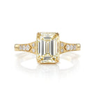 SINGLE STONE LORRAINE RING featuring 2.00ct M/VS2 GIA certified emerald cut diamond with 0.10ctw old European cut accent diamonds set in a handcrafted 18K yellow gold mounting.