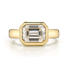 SINGLE STONE MARNI RING featuring 2.14ct L/VS1 GIA certified Emerald cut diamond bezel set in a handcrafted 18K yellow gold mounting.