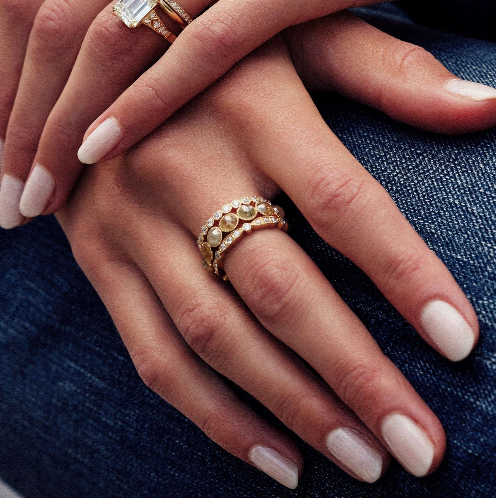 SINGLE STONE SADIE BAND | Approximately 0.50ctw G-H/VS old European cut diamonds set in a handcrafted eternity band. Approximate band with 2.5mm. Please inquire for additional customization.