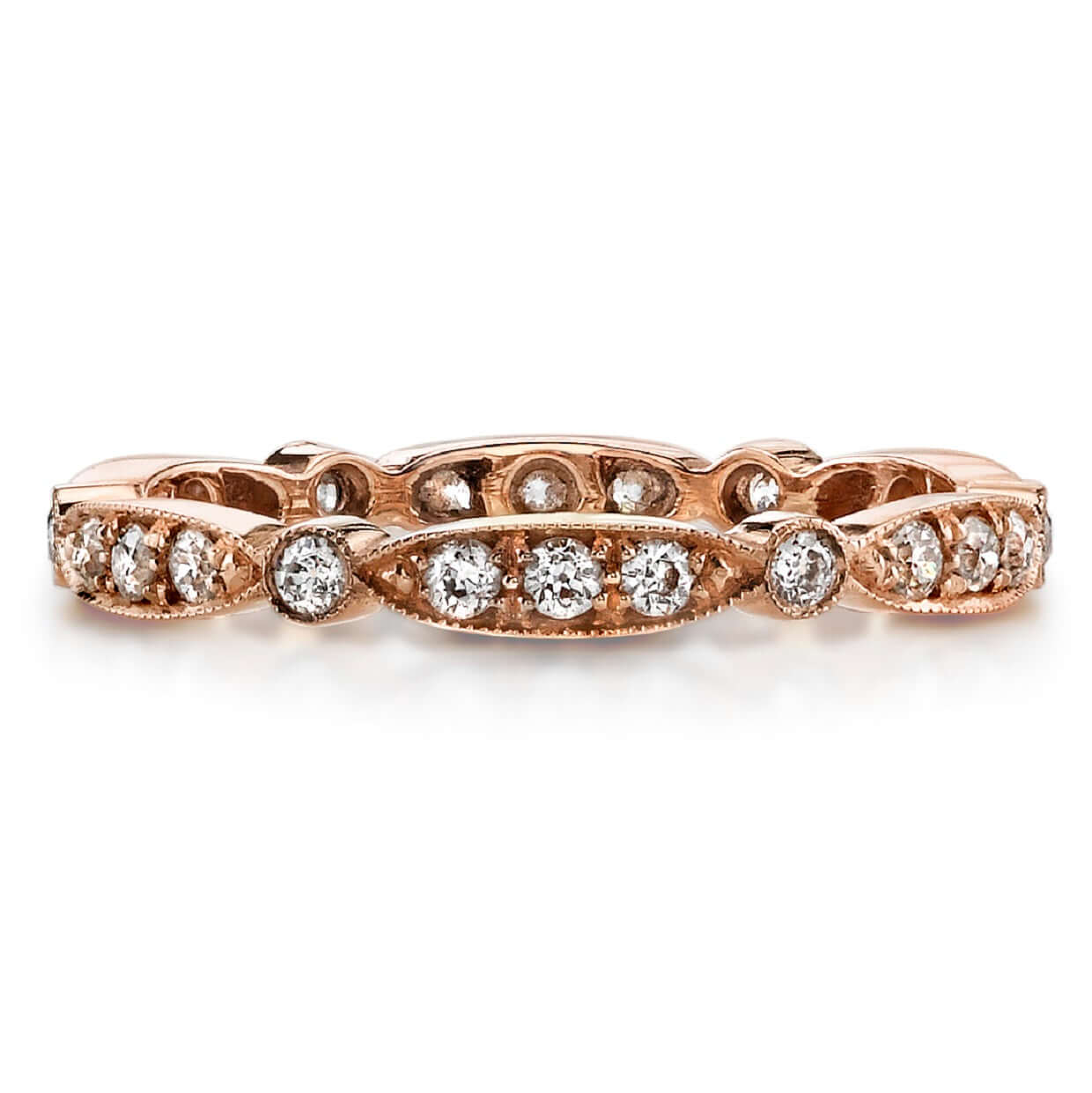 SINGLE STONE SADIE BAND | Approximately 0.50ctw G-H/VS old European cut diamonds set in a handcrafted eternity band. Approximate band with 2.5mm. Please inquire for additional customization.