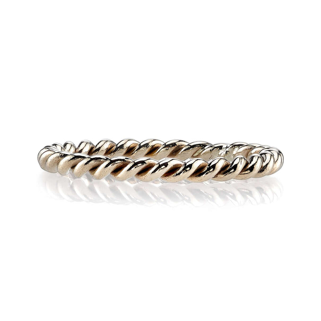 Single Stone's SMALL LARA band  featuring Handcrafted 18K gold 2mm twisted rope band. Please inquire for additional customization.
