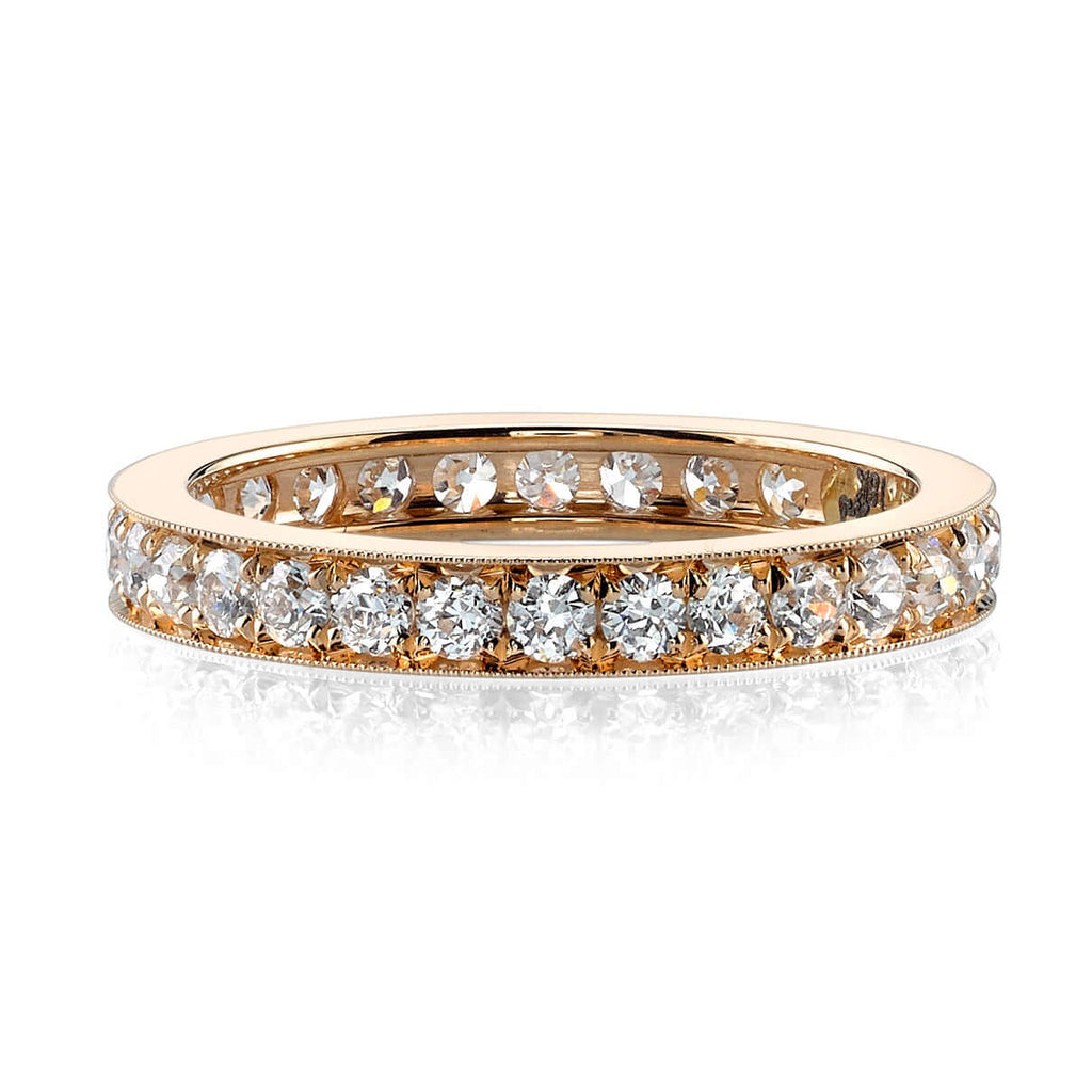 Single Stone's CARMELA SMALL band  featuring Approximately 1.00ctw G-H/VS old European cut diamonds pavé set in a handcrafted eternity band. Approximate band width 2.8mm. Please inquire for additional customization.
