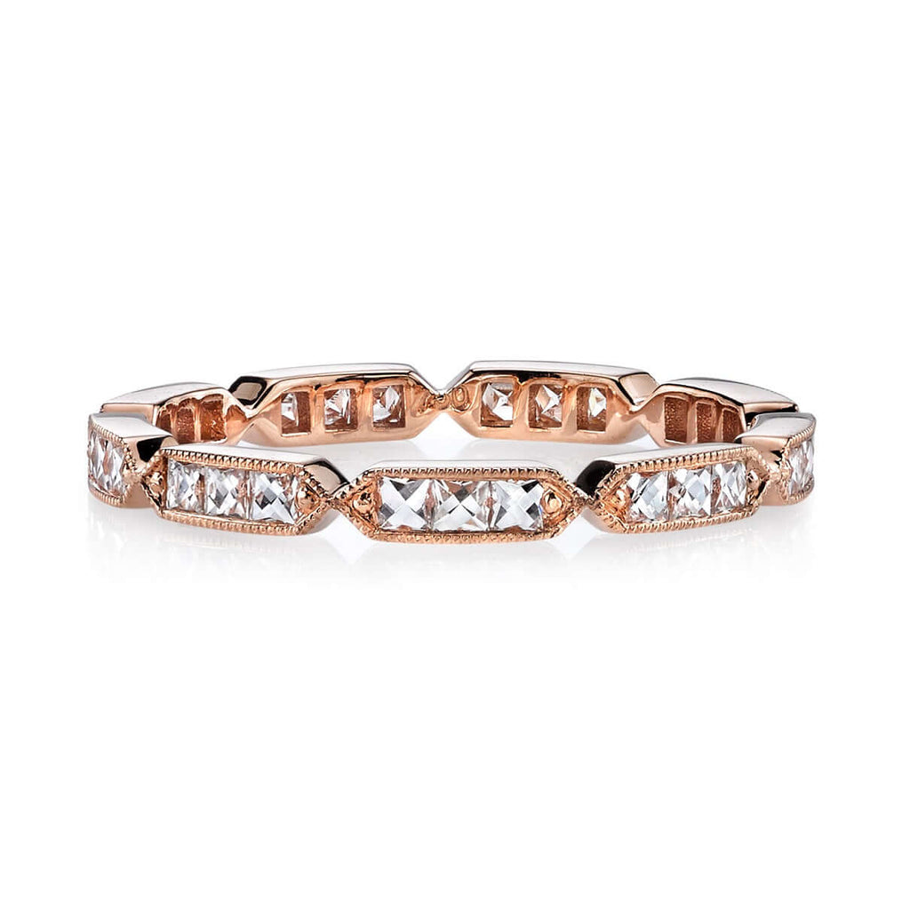 Single Stone's OLIVIA band  featuring Approximately 0.50ctw G-H/VS French cut diamonds channel set in a handcrafted sectional eternity band.  Approximate band with 2.1mm.  Please inquire for additional customization. 
